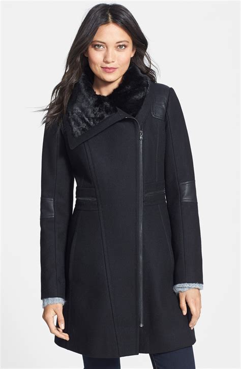 Wool Blend Asymmetric Coat 